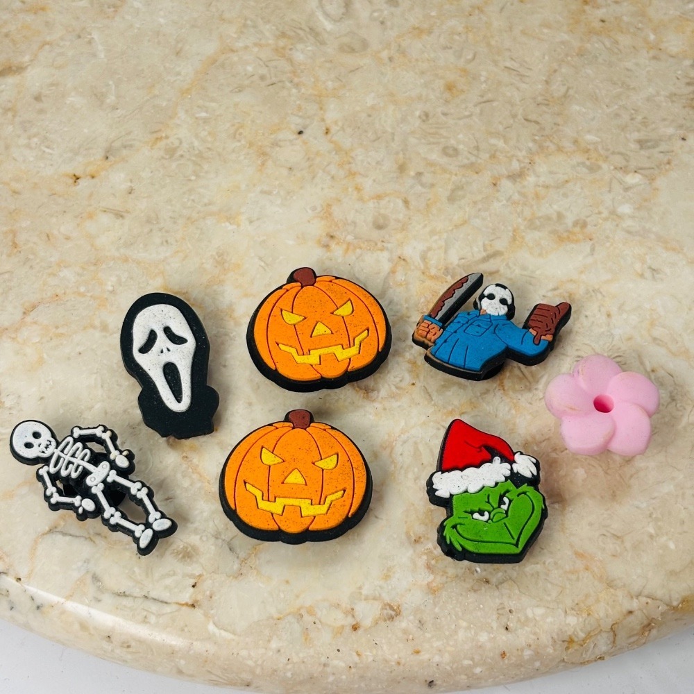Croc Shoe Charms Set of 7‎ Halloween Christmas Grinch Scream Pumpkin